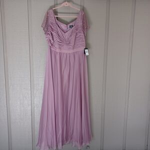 Adrianna Papell Beaded Short Sleeve Chiffon Gown Size 22 Mother Of Bride Mauve